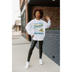 Gameday Couture Women's Home Turf Oversized Premium Fleece Pullover Sweatshirt - Los Angeles Chargers Pullover