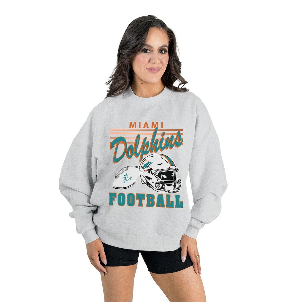 Gameday Couture Women's Home Turf Oversized Premium Fleece Pullover Sweatshirt - Miami Dolphins Pullover