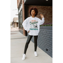 Gameday Couture Women's Home Turf Oversized Premium Fleece Pullover Sweatshirt - Miami Dolphins Pullover