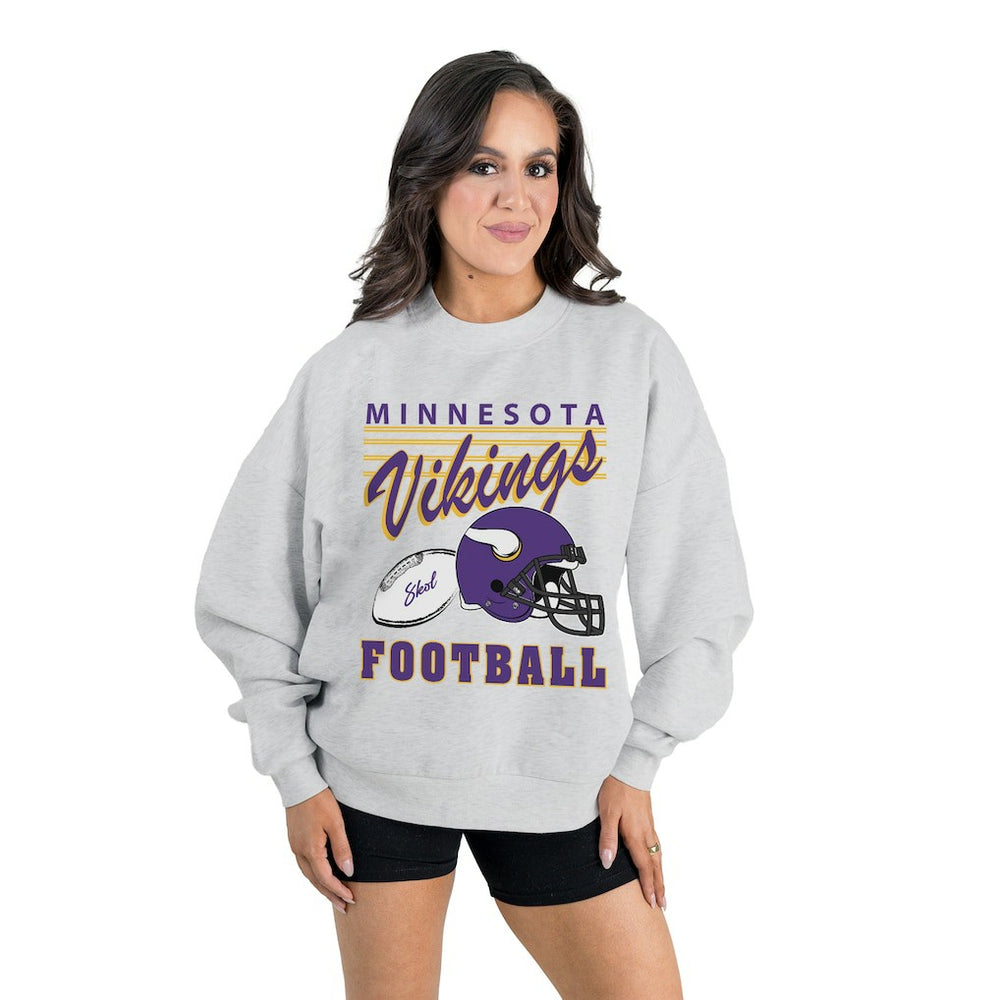 Gameday Couture Women's Home Turf Oversized Premium Fleece Pullover Sweatshirt - Minnesota Vikings Pullover