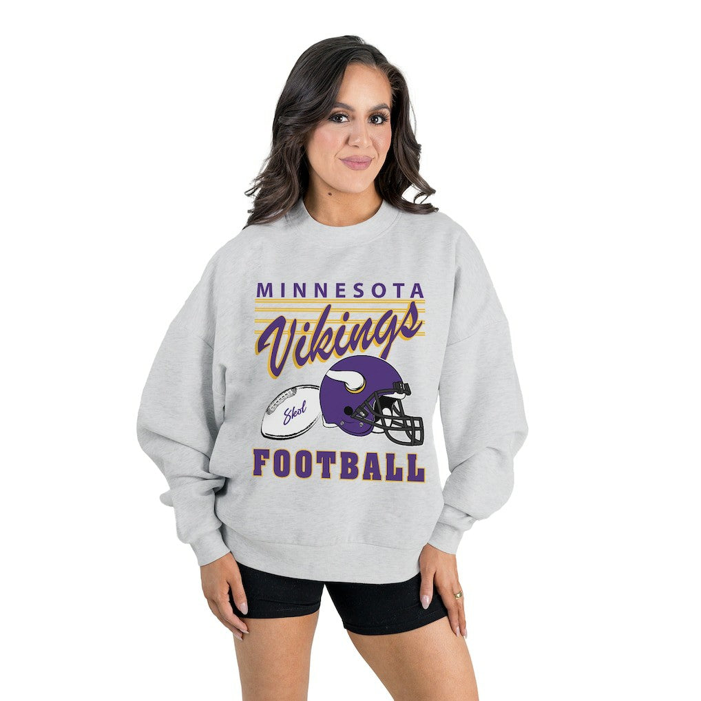 Gameday Couture Women's Home Turf Oversized Premium Fleece Pullover Sweatshirt - Minnesota Vikings Pullover