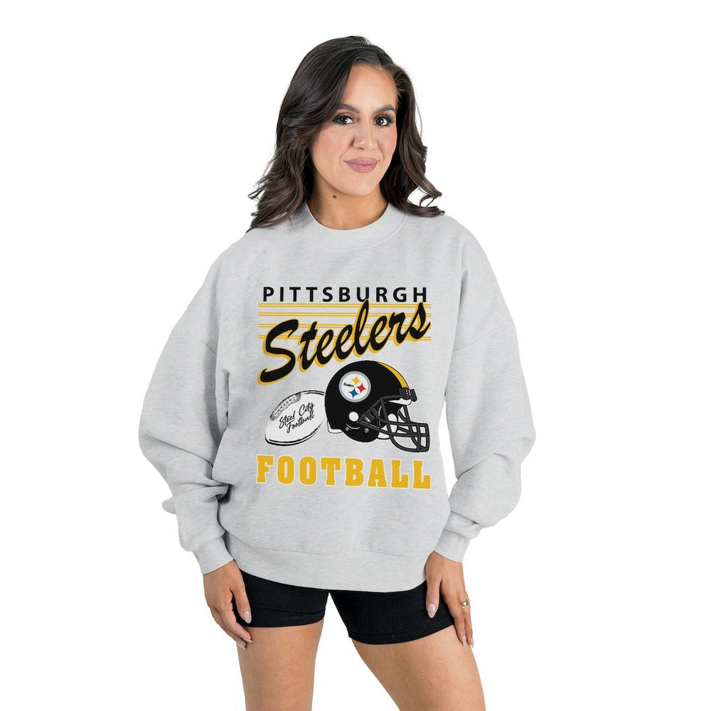 Gameday Couture Women's Home Turf Oversized Premium Fleece Pullover Sweatshirt - Pittsburgh Steelers Pullover