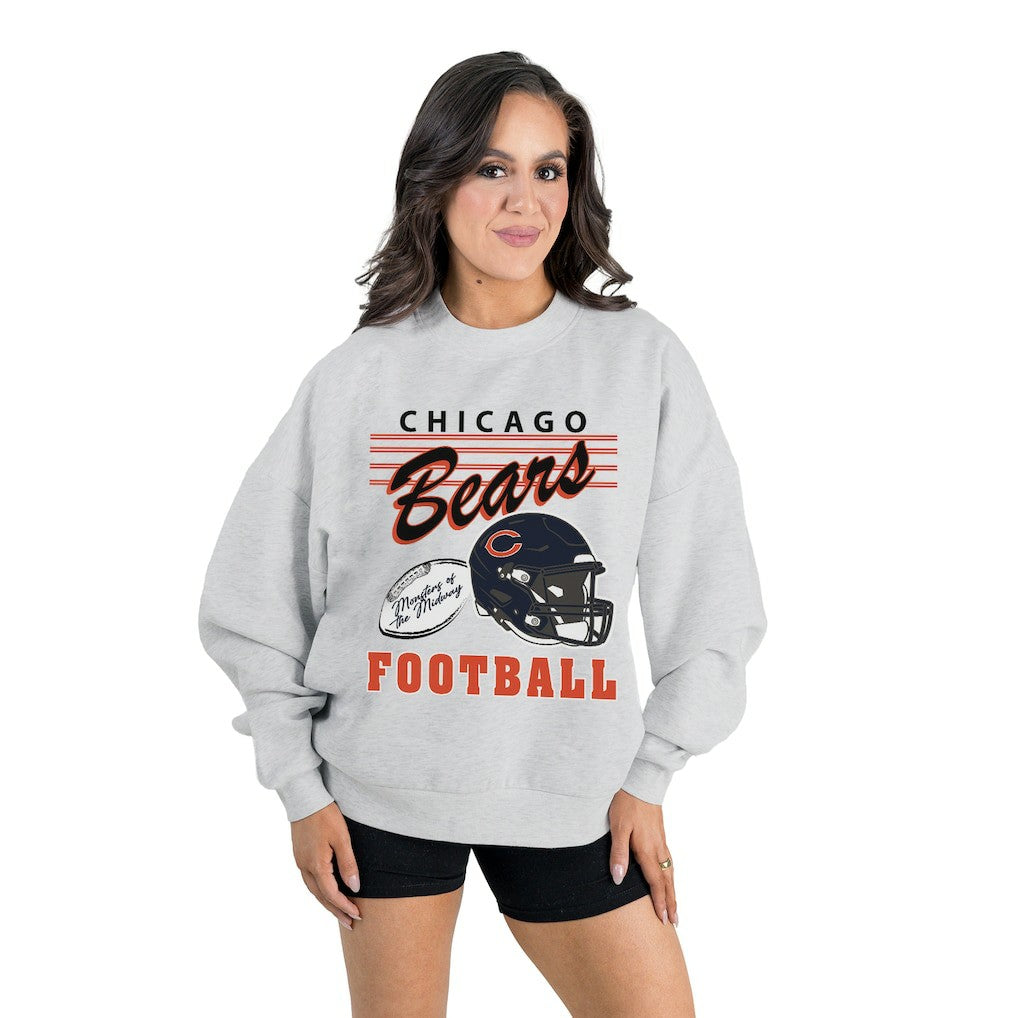 Gameday Couture Women's Home Turf Oversized Premium Fleece Pullover Sweatshirt - Chicago Bears Pullover