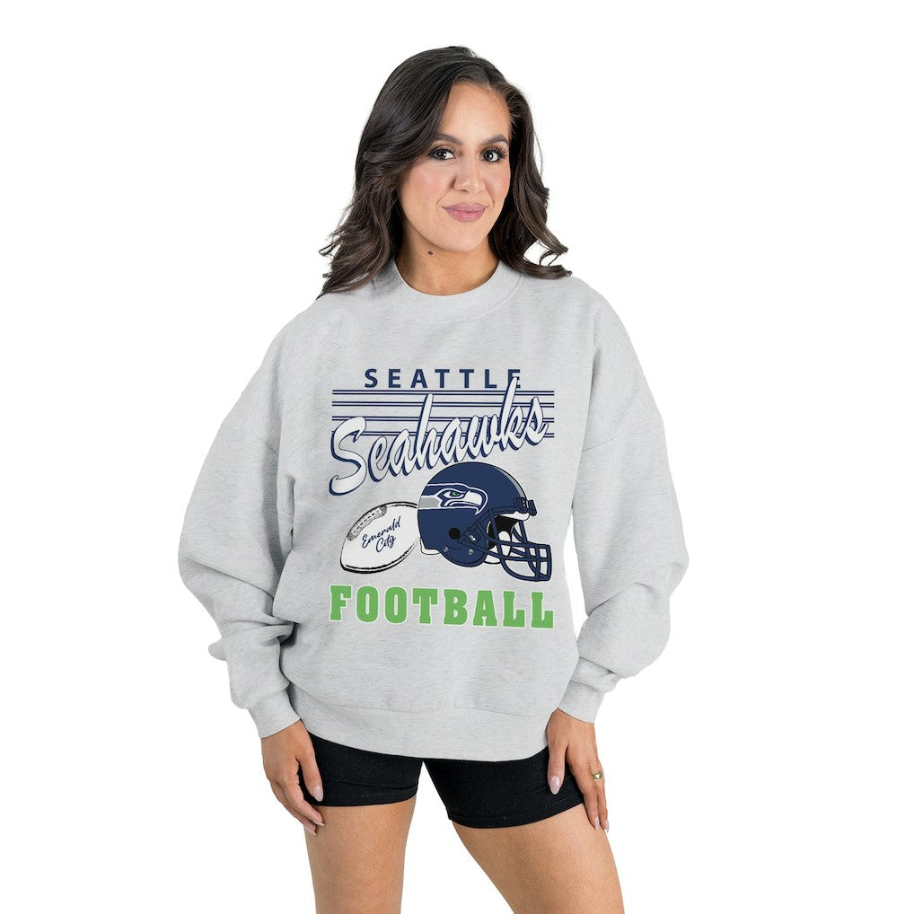 Gameday Couture Women's Home Turf Oversized Premium Fleece Pullover Sweatshirt - Seattle Seahawks Pullover