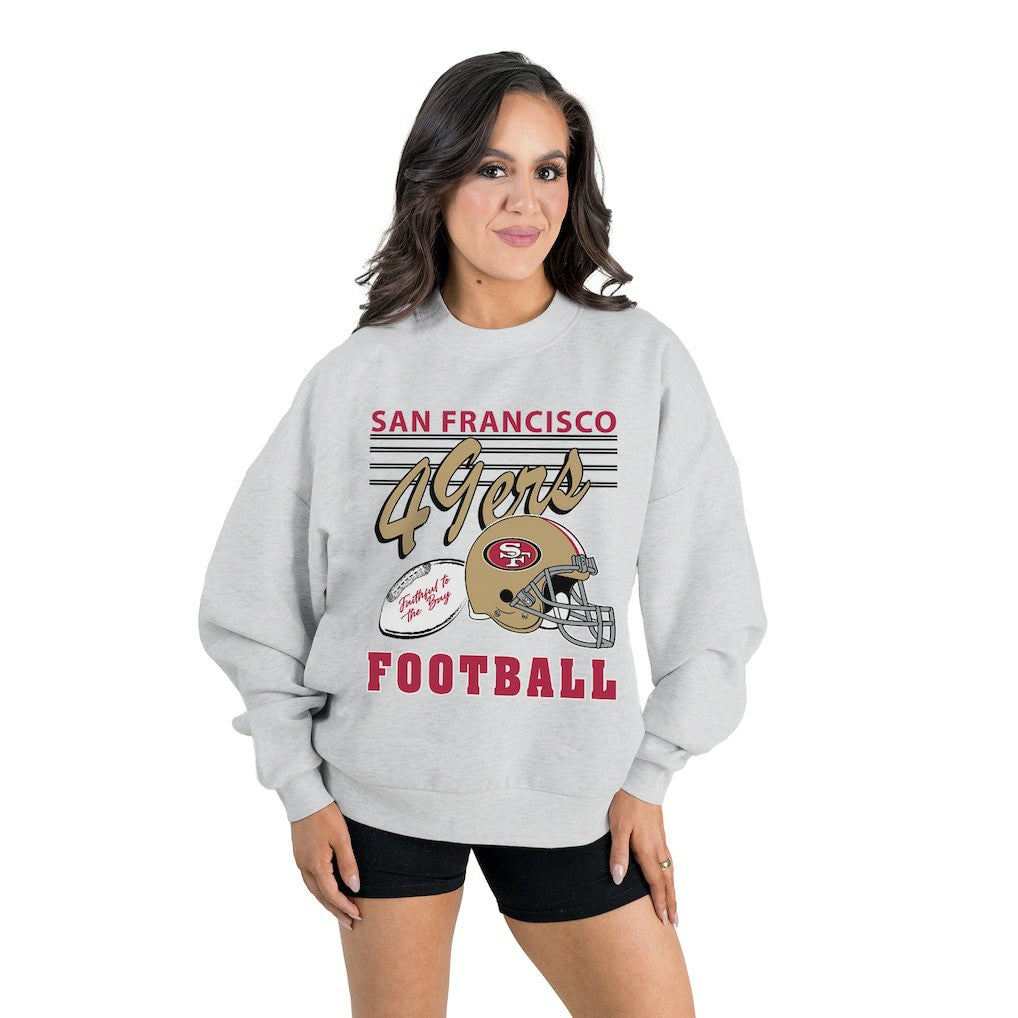 Gameday Couture Women's Home Turf Oversized Premium Fleece Pullover Sweatshirt - San Francisco 49ers Pullover
