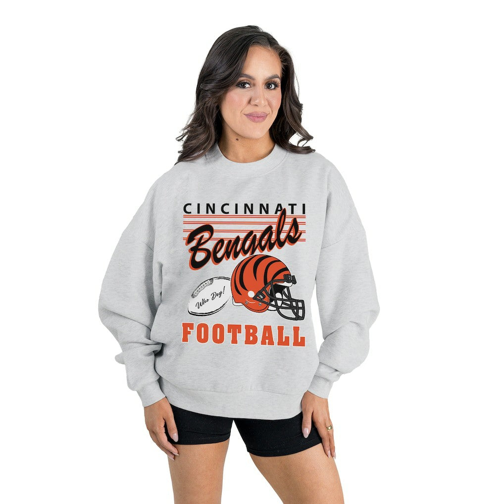 Gameday Couture Women's Home Turf Oversized Premium Fleece Pullover Sweatshirt - Cincinnati Bengals Pullover