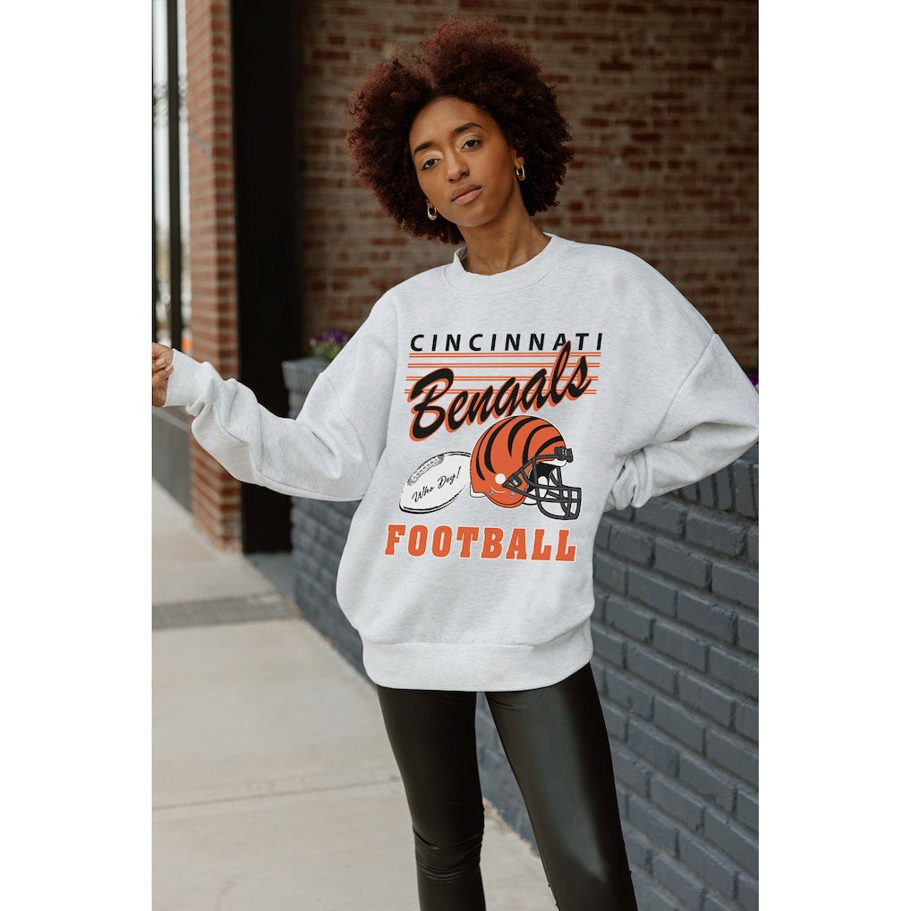 Gameday Couture Women's Home Turf Oversized Premium Fleece Pullover Sweatshirt - Cincinnati Bengals Pullover