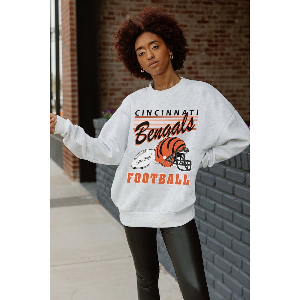 Gameday Couture Women's Home Turf Oversized Premium Fleece Pullover Sweatshirt - Cincinnati Bengals Pullover