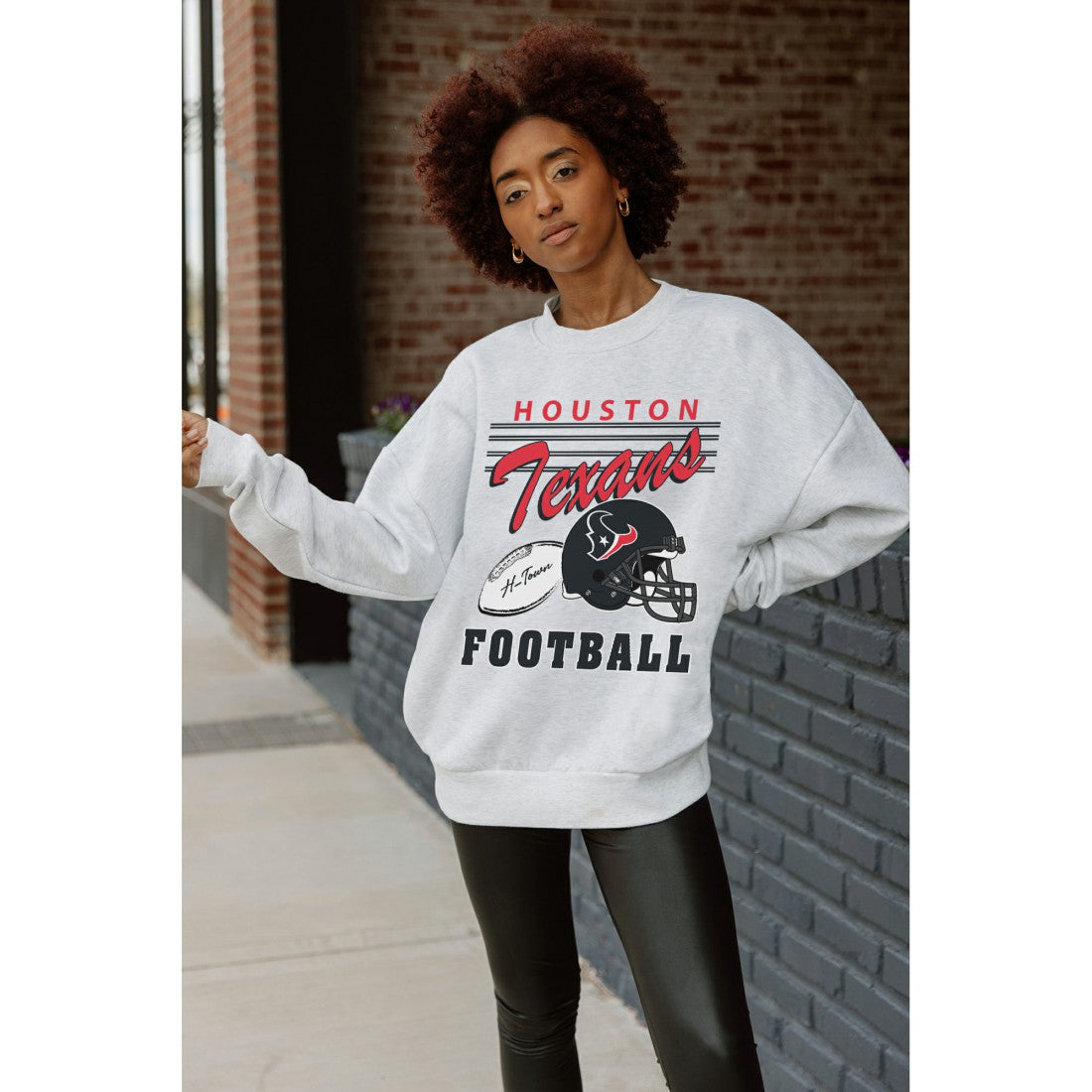 Gameday Couture Women's Home Turf Oversized Premium Fleece Pullover Sweatshirt - Houston Texans Pullover