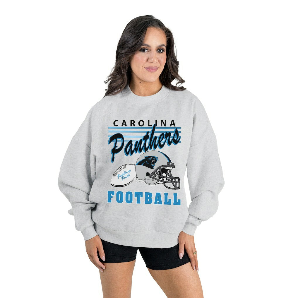 Gameday Couture Women's Home Turf Oversized Premium Fleece Pullover Sweatshirt - Carolina Panthers Pullover