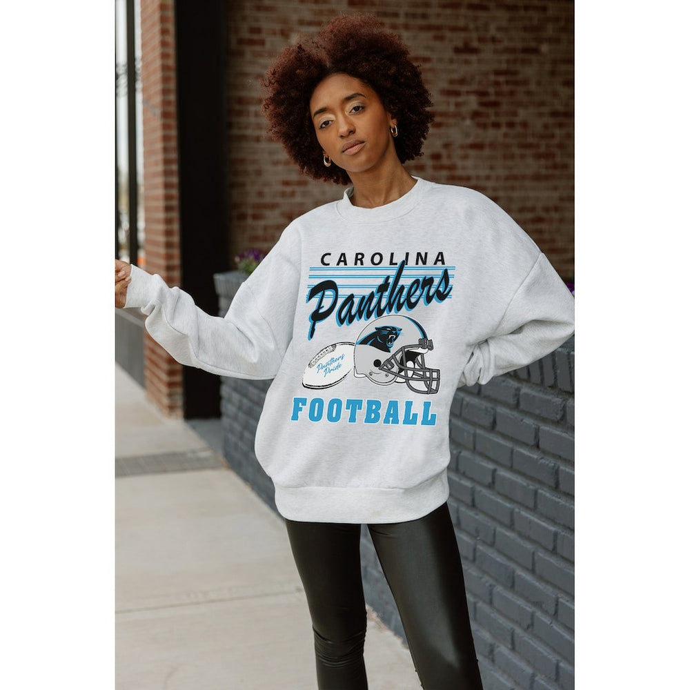 Gameday Couture Women's Home Turf Oversized Premium Fleece Pullover Sweatshirt - Carolina Panthers Pullover