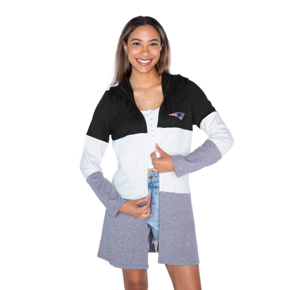 Gameday Couture Women's Tri-Blend Color Block Lightweight Cardigan Hoodie - New England Patriots Hoodies