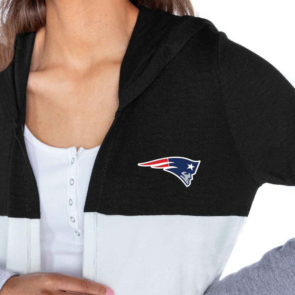 Gameday Couture Women's Tri-Blend Color Block Lightweight Cardigan Hoodie - New England Patriots Hoodies