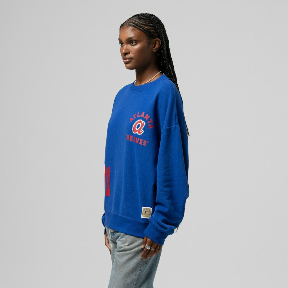 Royal Atlanta Braves Mitchell & Ness Women's Cooperstown Collection Crewneck Sweatshirt