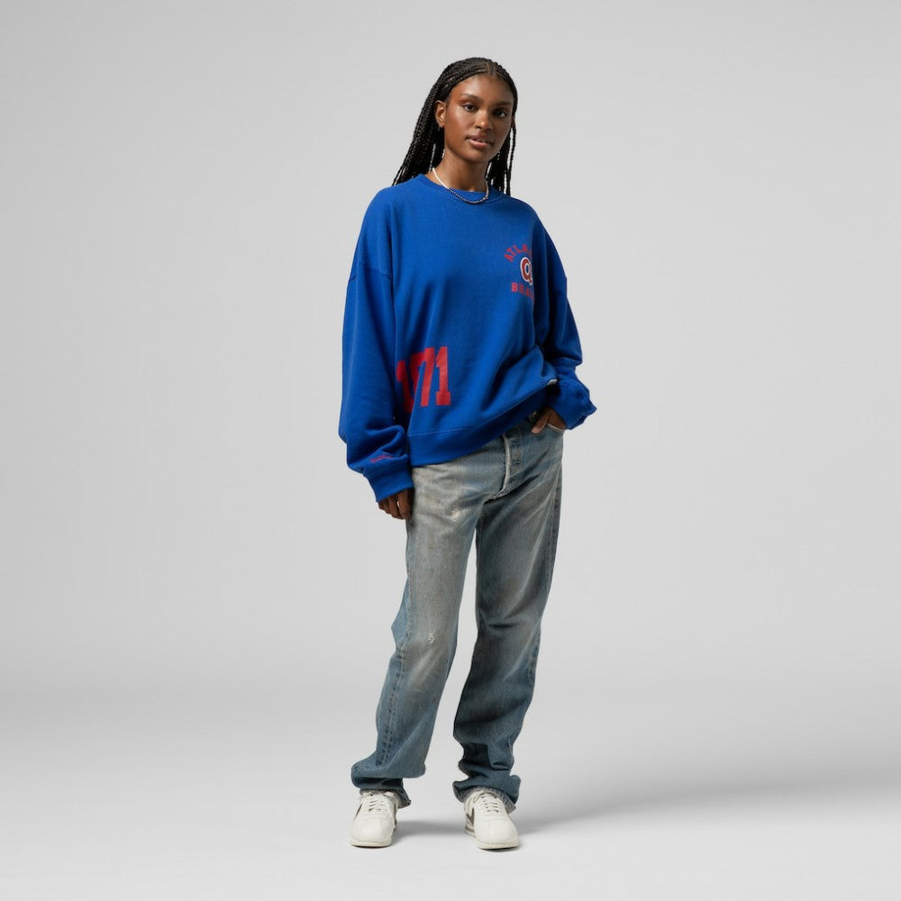 Royal Atlanta Braves Mitchell & Ness Women's Cooperstown Collection Crewneck Sweatshirt