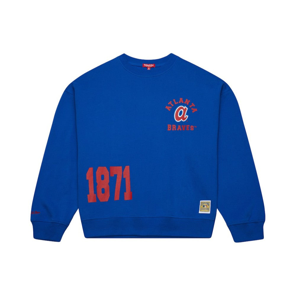 Royal Atlanta Braves Mitchell & Ness Women's Cooperstown Collection Crewneck Sweatshirt