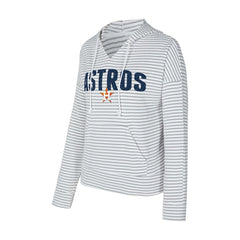 White/Gray Houston Astros Concepts Sport Women's Liftoff Striped V-Neck Hoodie