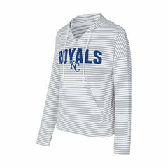 White/Gray Kansas City Royals Concepts Sport Women's Liftoff Striped V-Neck Hoodie