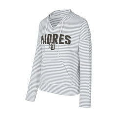 White/Gray San Diego Padres Concepts Sport Women's Liftoff Striped V-Neck Hoodie