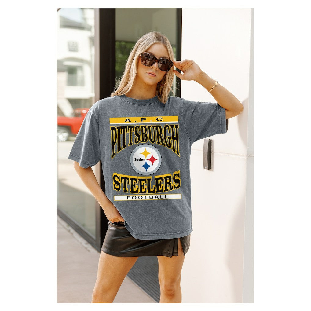 Gameday Couture Women's Oversized Classic Grind Washed T-Shirt - Pittsburgh Steelers T-shirts