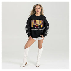 Gameday Couture Women's Pure Victory Rhinestud Star-Sleeve Pullover Sweatshirt - Washington Commanders Pullover