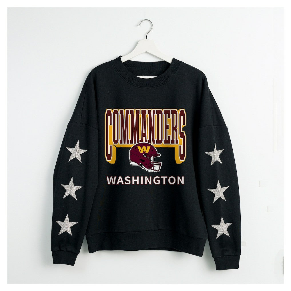 Gameday Couture Women's Pure Victory Rhinestud Star-Sleeve Pullover Sweatshirt - Washington Commanders Pullover