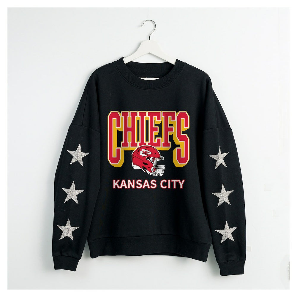 Gameday Couture Women's Pure Victory Rhinestud Star-Sleeve Pullover Sweatshirt - Kansas City Chiefs Pullover