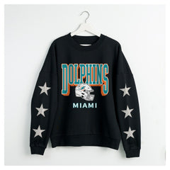 Gameday Couture Women's Pure Victory Rhinestud Star-Sleeve Pullover Sweatshirt - Miami Dolphins Pullover