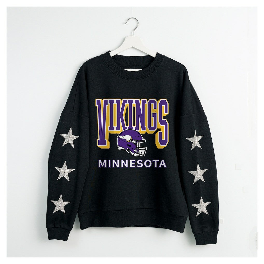 Gameday Couture Women's Pure Victory Rhinestud Star-Sleeve Pullover Sweatshirt - Minnesota Vikings Pullover
