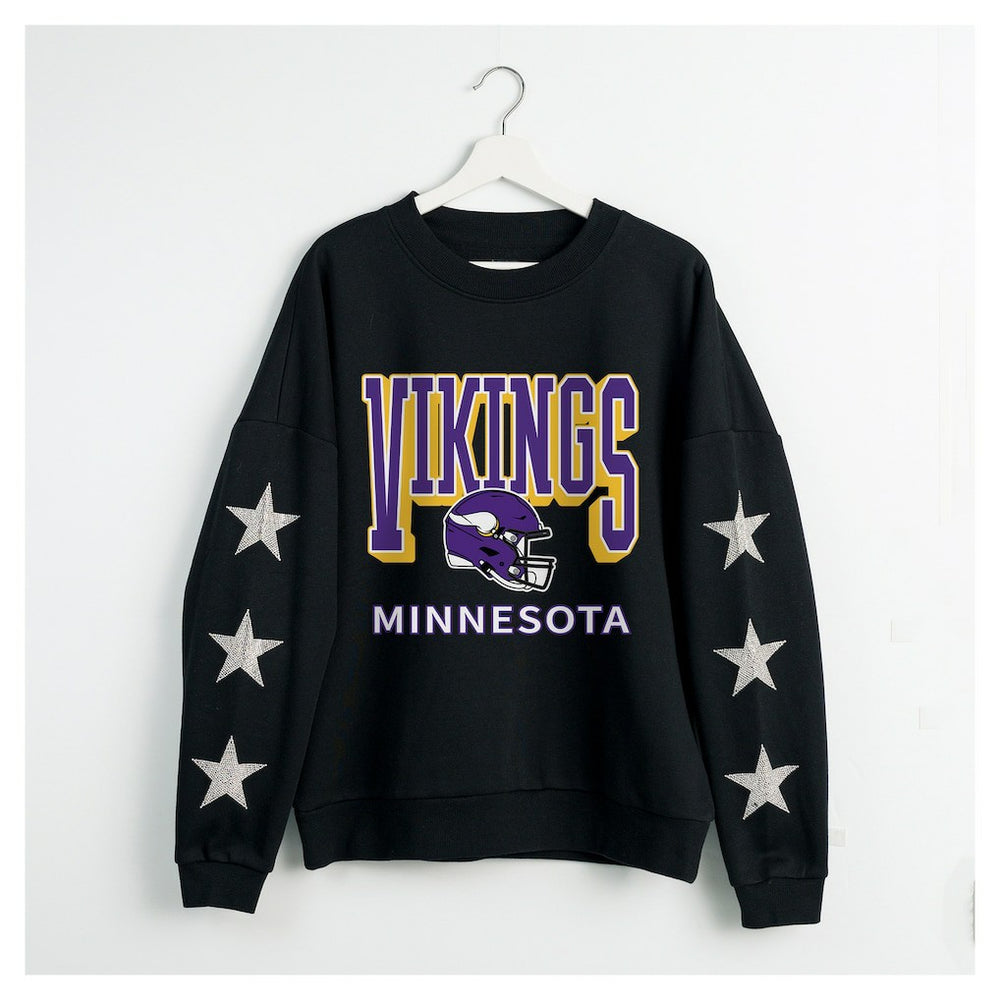 Gameday Couture Women's Pure Victory Rhinestud Star-Sleeve Pullover Sweatshirt - Minnesota Vikings Pullover