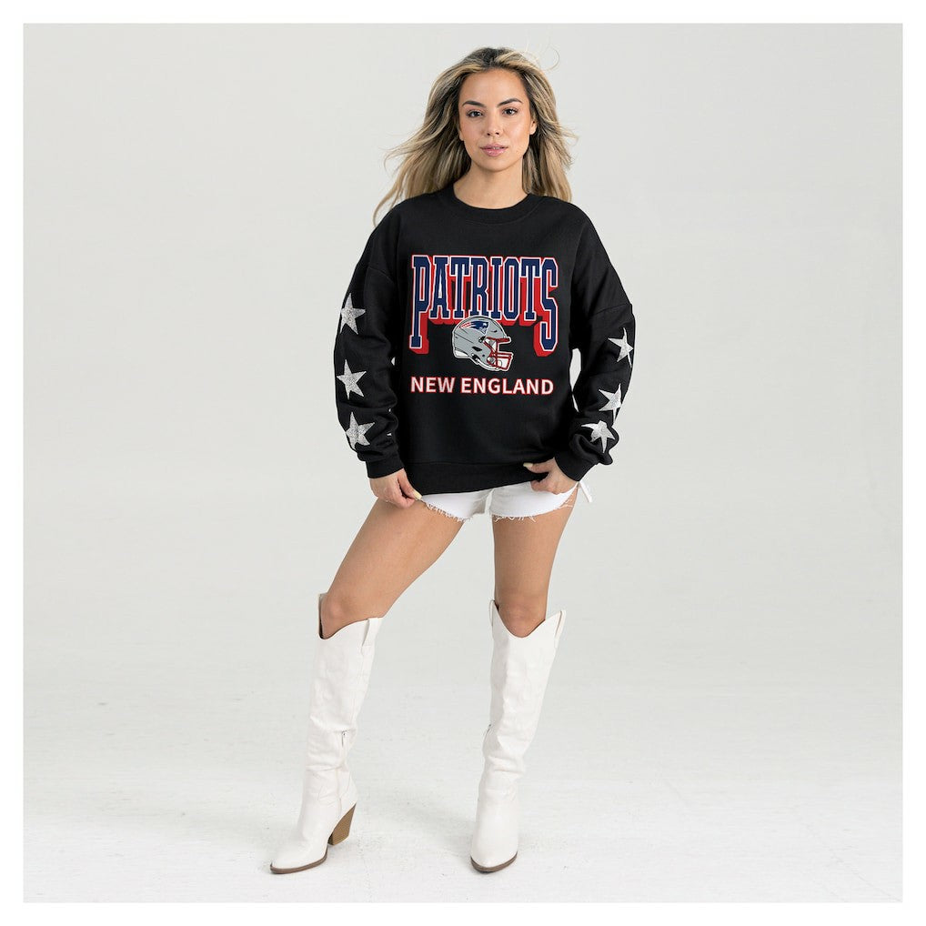 Gameday Couture Women's Pure Victory Rhinestud Star-Sleeve Pullover Sweatshirt - New England Patriots Pullover