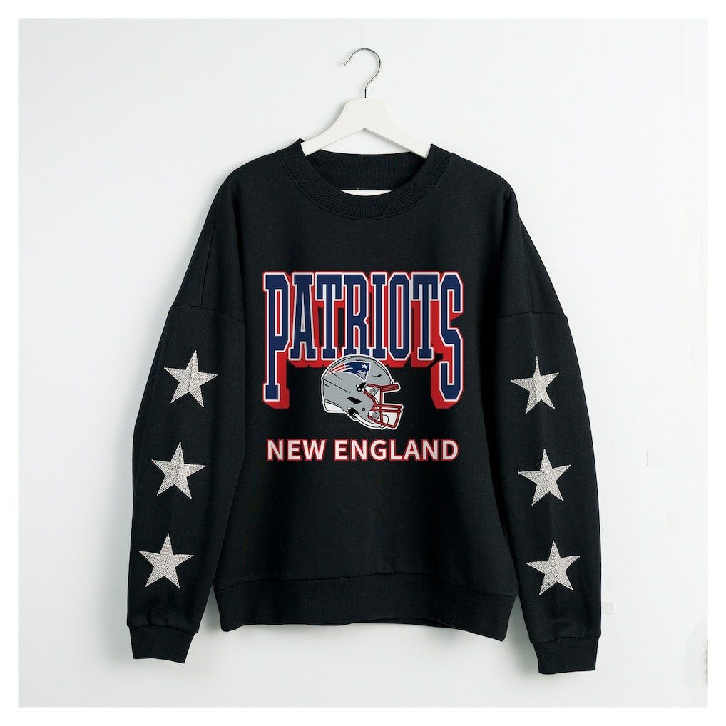 Gameday Couture Women's Pure Victory Rhinestud Star-Sleeve Pullover Sweatshirt - New England Patriots Pullover