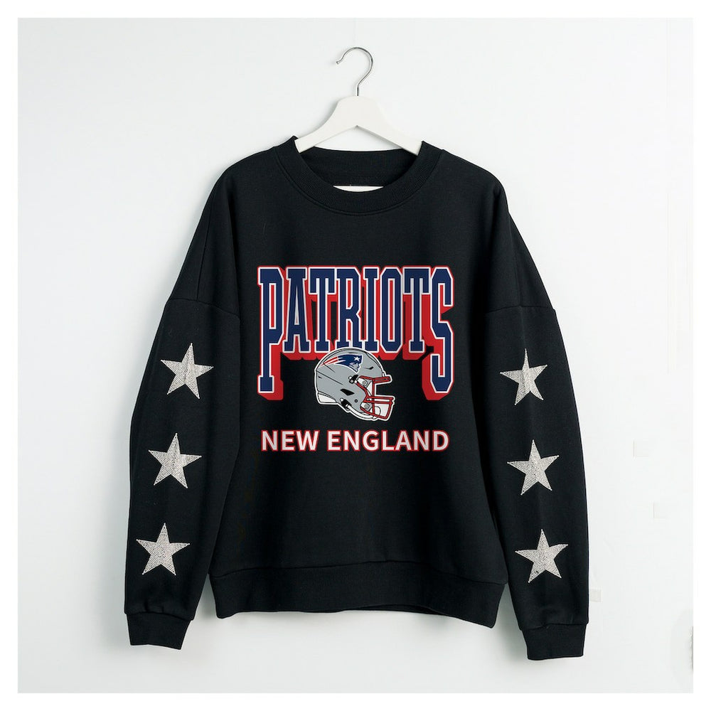 Gameday Couture Women's Pure Victory Rhinestud Star-Sleeve Pullover Sweatshirt - New England Patriots Pullover