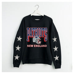 Gameday Couture Women's Pure Victory Rhinestud Star-Sleeve Pullover Sweatshirt - New England Patriots Pullover