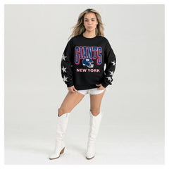 Gameday Couture Women's Pure Victory Rhinestud Star-Sleeve Pullover Sweatshirt - New York Giants Pullover