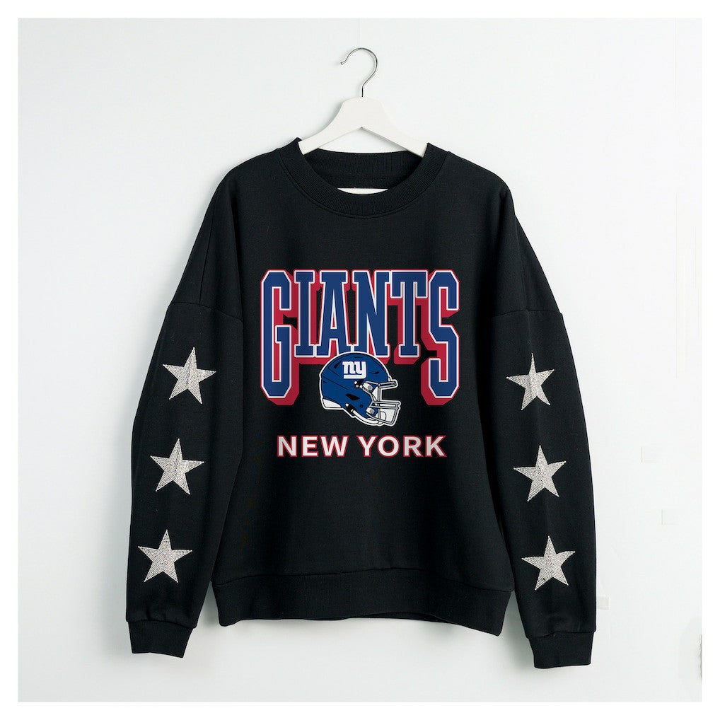 Gameday Couture Women's Pure Victory Rhinestud Star-Sleeve Pullover Sweatshirt - New York Giants Pullover