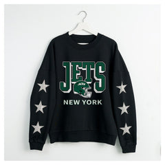 Gameday Couture Women's Pure Victory Rhinestud Star-Sleeve Pullover Sweatshirt - New York Jets Pullover