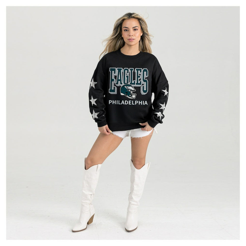 Gameday Couture Women's Pure Victory Rhinestud Star-Sleeve Pullover Sweatshirt - Philadelphia Eagles Pullover
