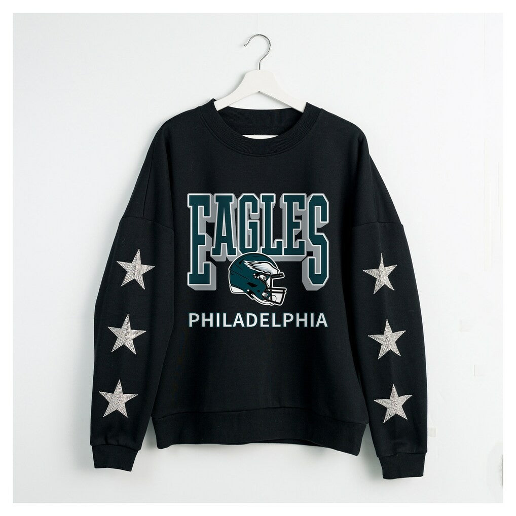 Gameday Couture Women's Pure Victory Rhinestud Star-Sleeve Pullover Sweatshirt - Philadelphia Eagles Pullover