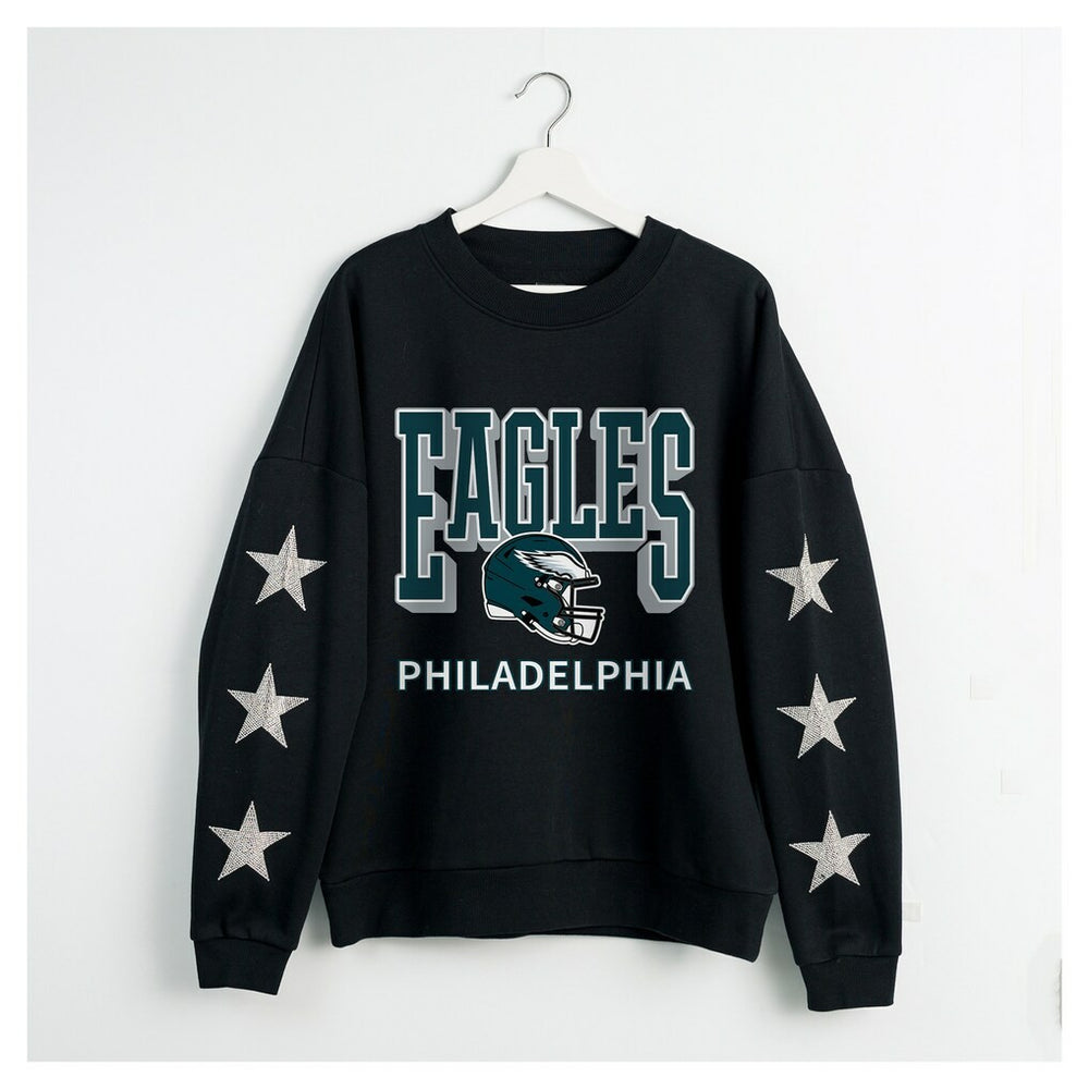 Gameday Couture Women's Pure Victory Rhinestud Star-Sleeve Pullover Sweatshirt - Philadelphia Eagles Pullover