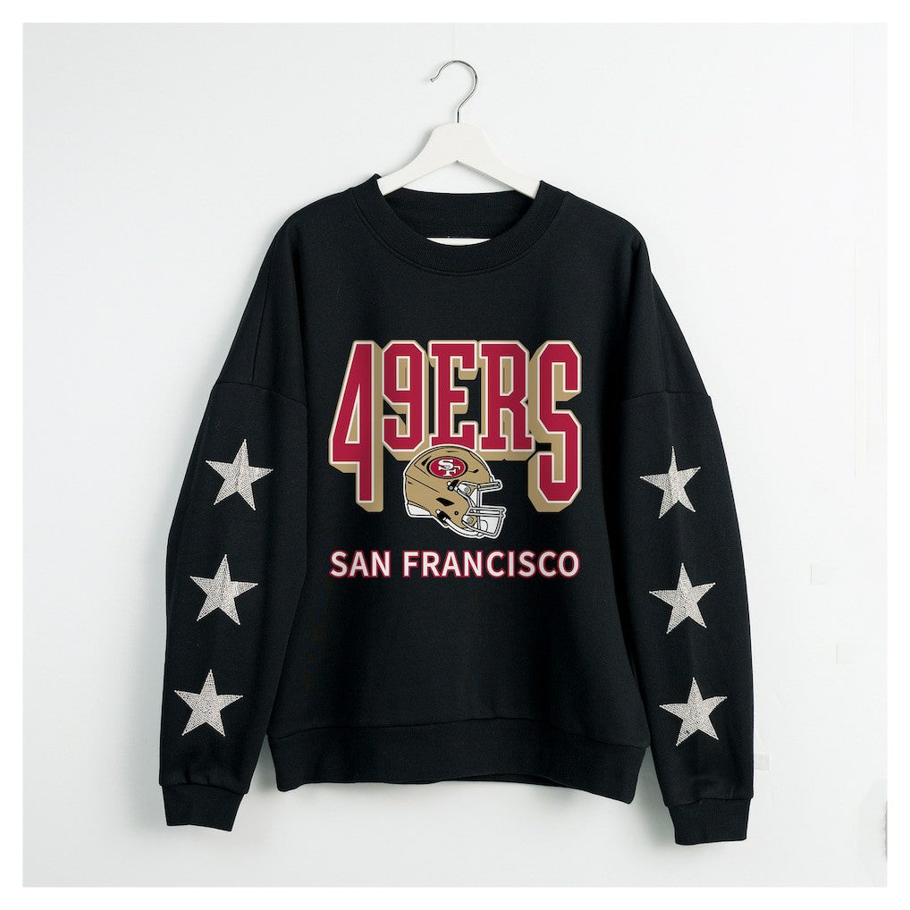 Gameday Couture Women's Pure Victory Rhinestud Star-Sleeve Pullover Sweatshirt - San Francisco 49ers Pullover