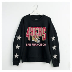 Gameday Couture Women's Pure Victory Rhinestud Star-Sleeve Pullover Sweatshirt - San Francisco 49ers Pullover