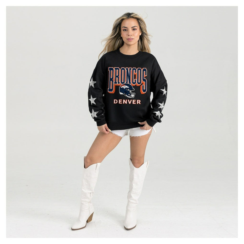 Gameday Couture Women's Pure Victory Rhinestud Star-Sleeve Pullover Sweatshirt - Denver Broncos Pullover