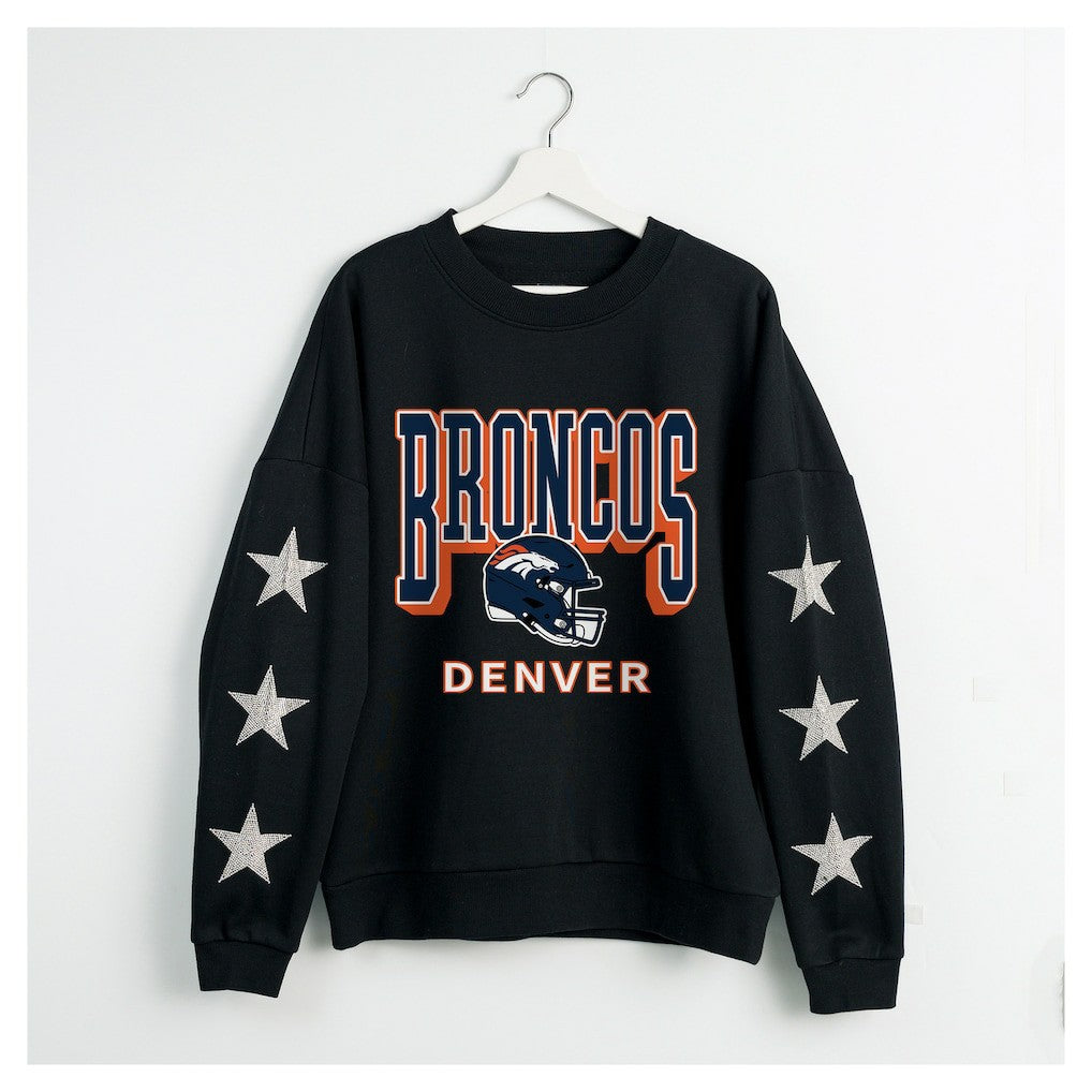 Gameday Couture Women's Pure Victory Rhinestud Star-Sleeve Pullover Sweatshirt - Denver Broncos Pullover