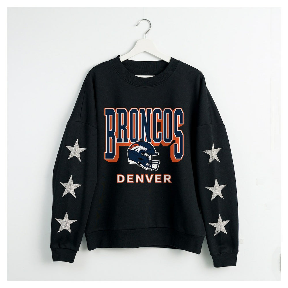 Gameday Couture Women's Pure Victory Rhinestud Star-Sleeve Pullover Sweatshirt - Denver Broncos Pullover