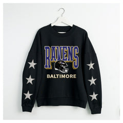 Gameday Couture Women's Pure Victory Rhinestud Star-Sleeve Pullover Sweatshirt - Baltimore Ravens Pullover