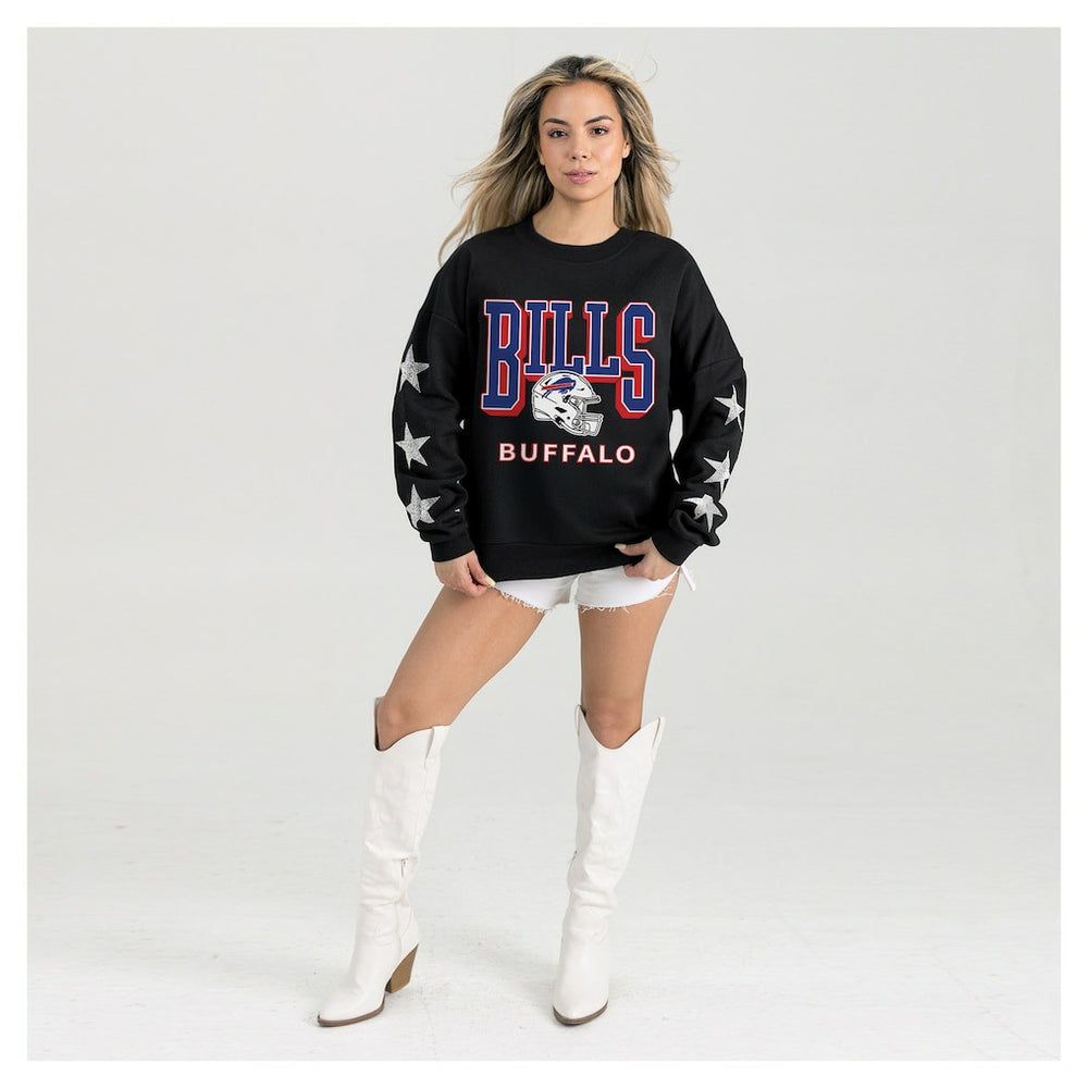 Gameday Couture Women's Pure Victory Rhinestud Star-Sleeve Pullover Sweatshirt - Buffalo Bills Pullover
