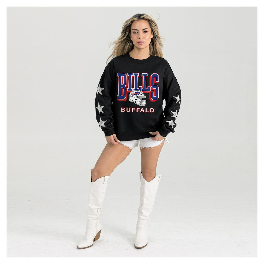 Gameday Couture Women's Pure Victory Rhinestud Star-Sleeve Pullover Sweatshirt - Buffalo Bills Pullover