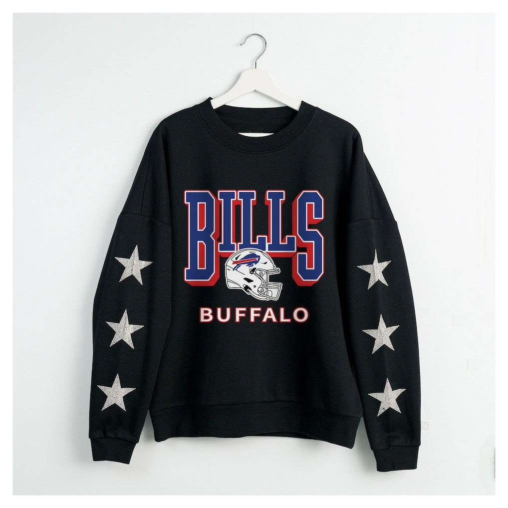 Gameday Couture Women's Pure Victory Rhinestud Star-Sleeve Pullover Sweatshirt - Buffalo Bills Pullover