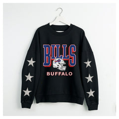 Gameday Couture Women's Pure Victory Rhinestud Star-Sleeve Pullover Sweatshirt - Buffalo Bills Pullover